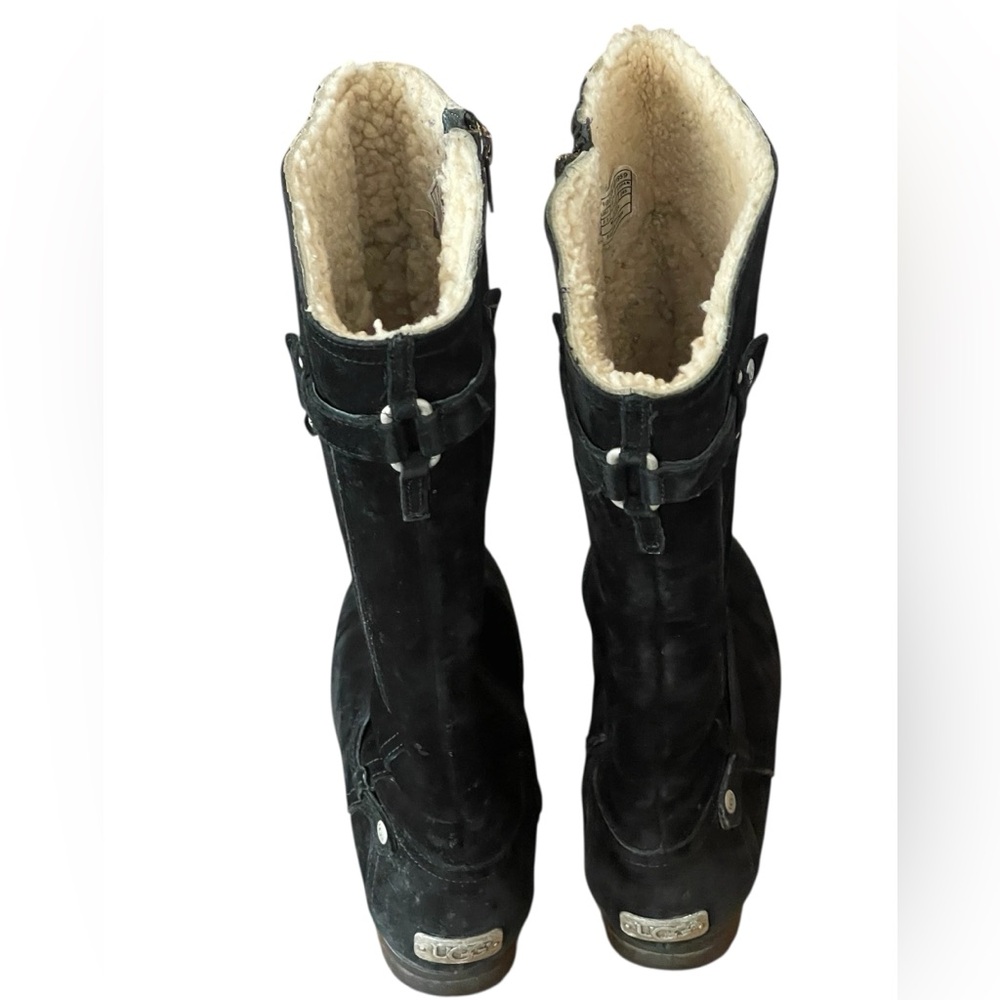 UGG Jillian knee high side zip black suede boots. Sherpalined. Size 7.5 GUC - Picture 11 of 16